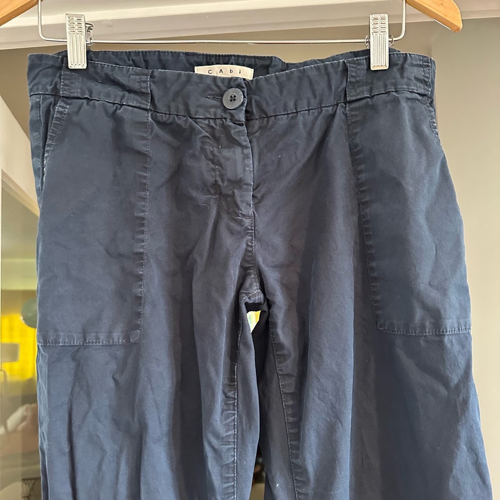 CAbi #252L Step Out Trouser Navy Blue Chino Pants Wide Leg Size 4 - Picture 4 of 10